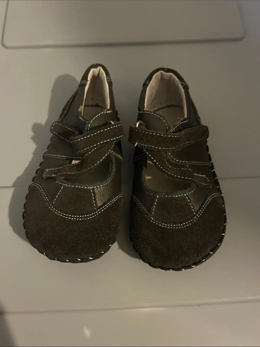 Pediped Brown Suede & Leather Hook-and-Loop Walker Shoes Size 18-24 months
